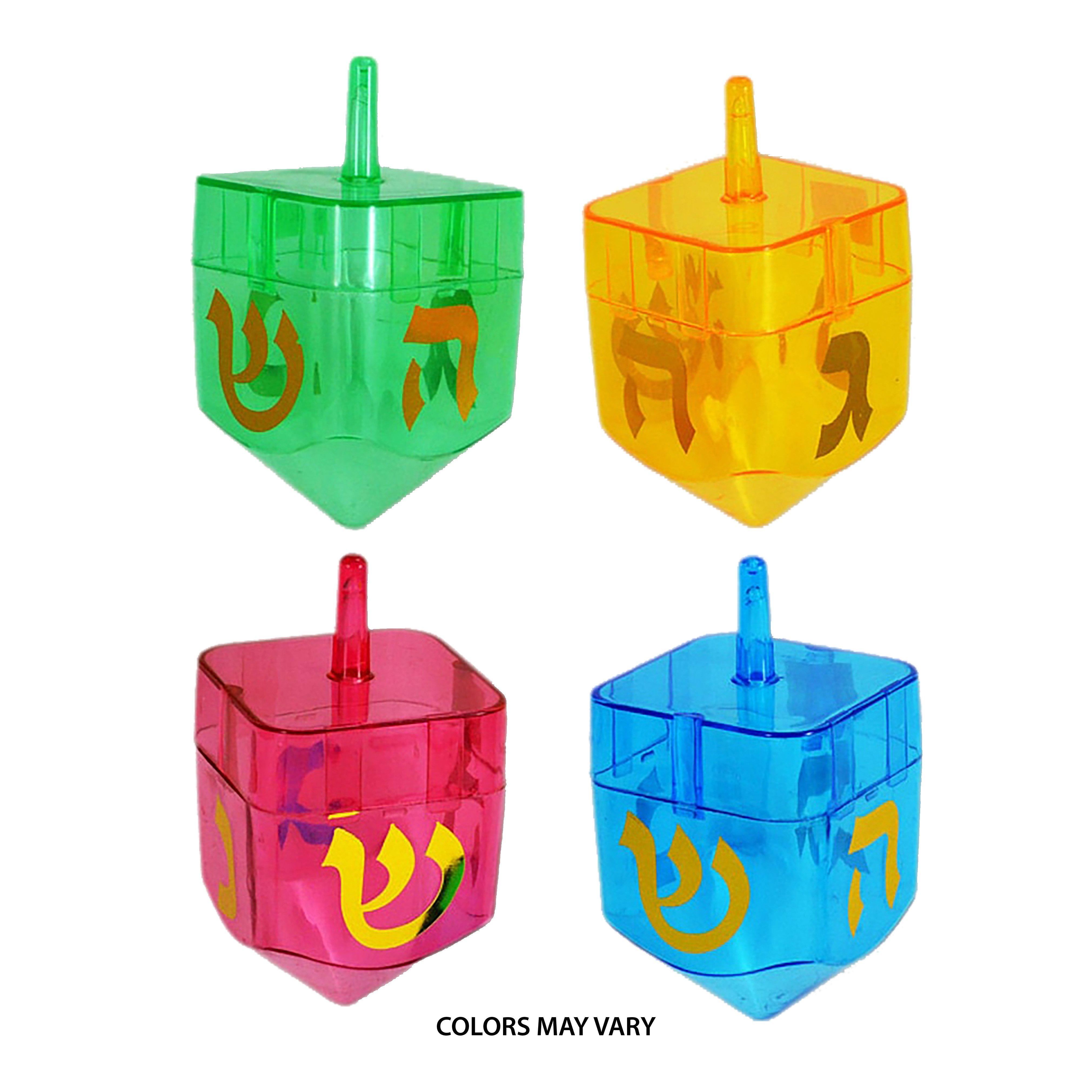 Multicolor Fillable Plastic Dreidel, 2in x 3.5in