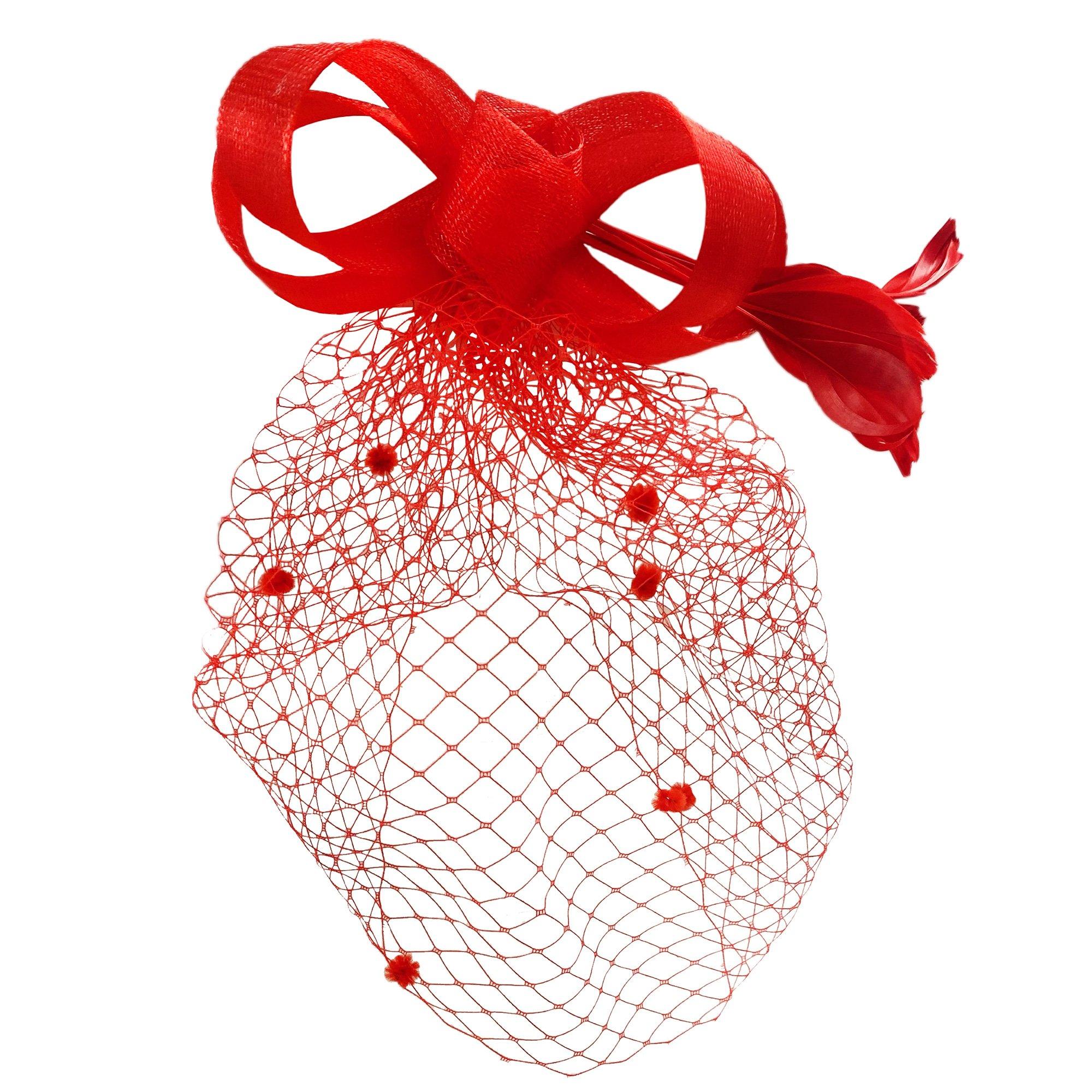 Red Mesh & Feathers Kentucky Derby Fascinator