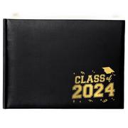 Black 2024 Graduation Paper Guest Book, 8.25in x 6.1in
