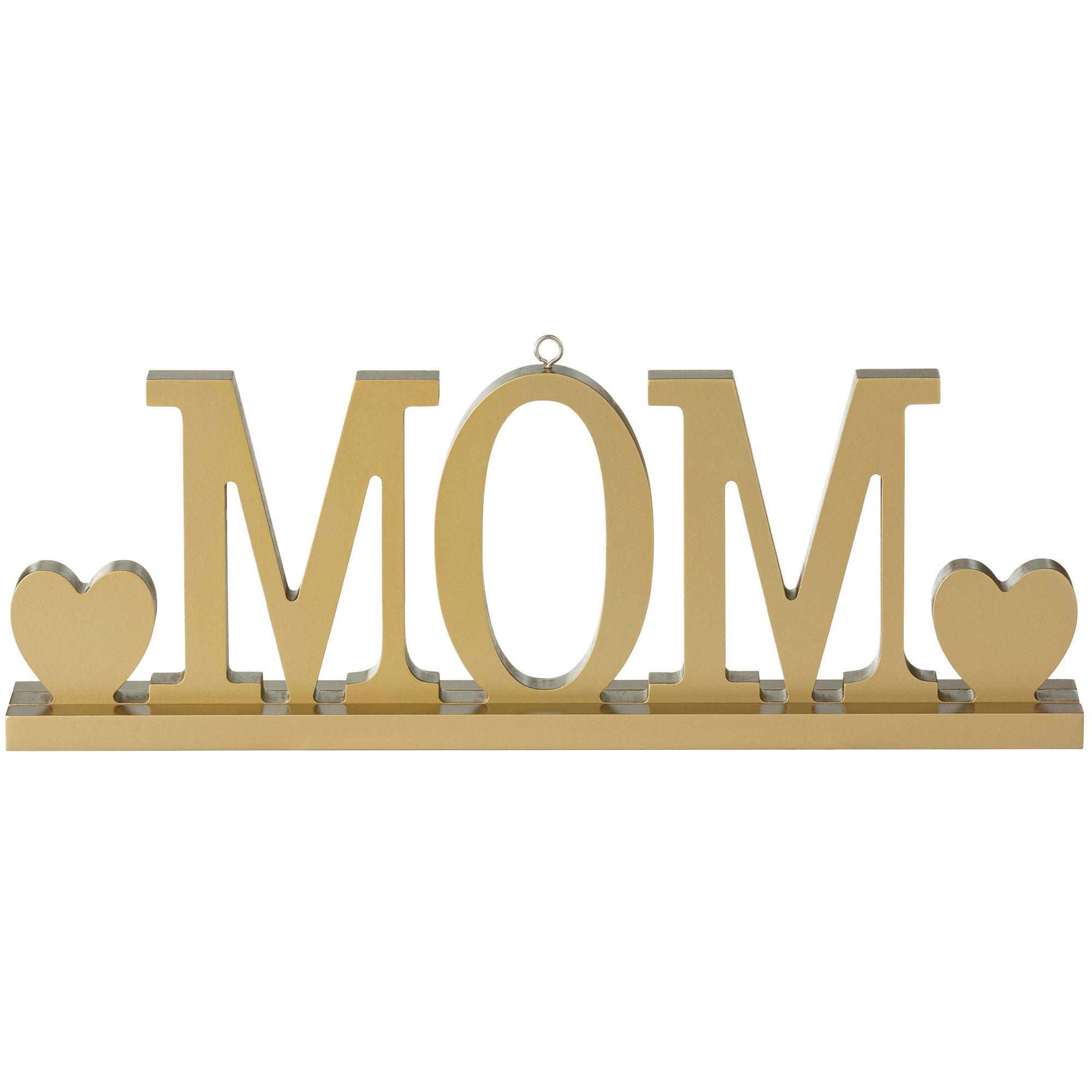 Gold Mom MDF Phrase Balloon Weight, 14.15in x 4.94in