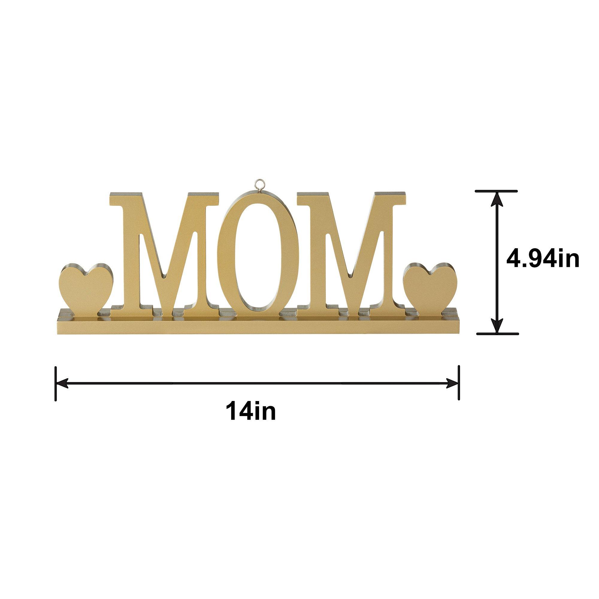 Gold Mom MDF Phrase Balloon Weight, 14.15in x 4.94in