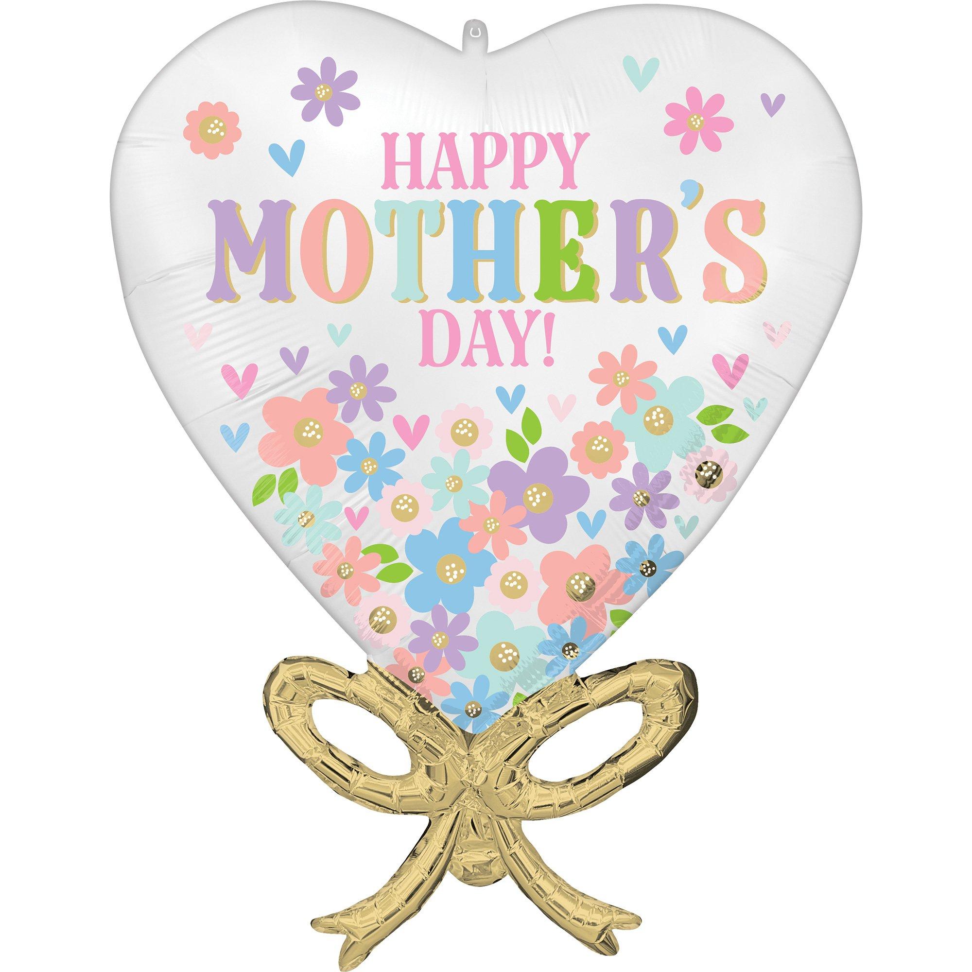 Satin Daisy Chain Happy Mother's Day Heart Foil Balloon, 20in x 28in