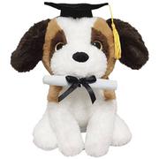 Black Graduation Cap & Diploma White, Tan & Brown Dog Plush, 10in