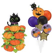 Stackerz™ Black Cat & Pumpkins & Happy Halloween Balloon Bouquet, 9pc
