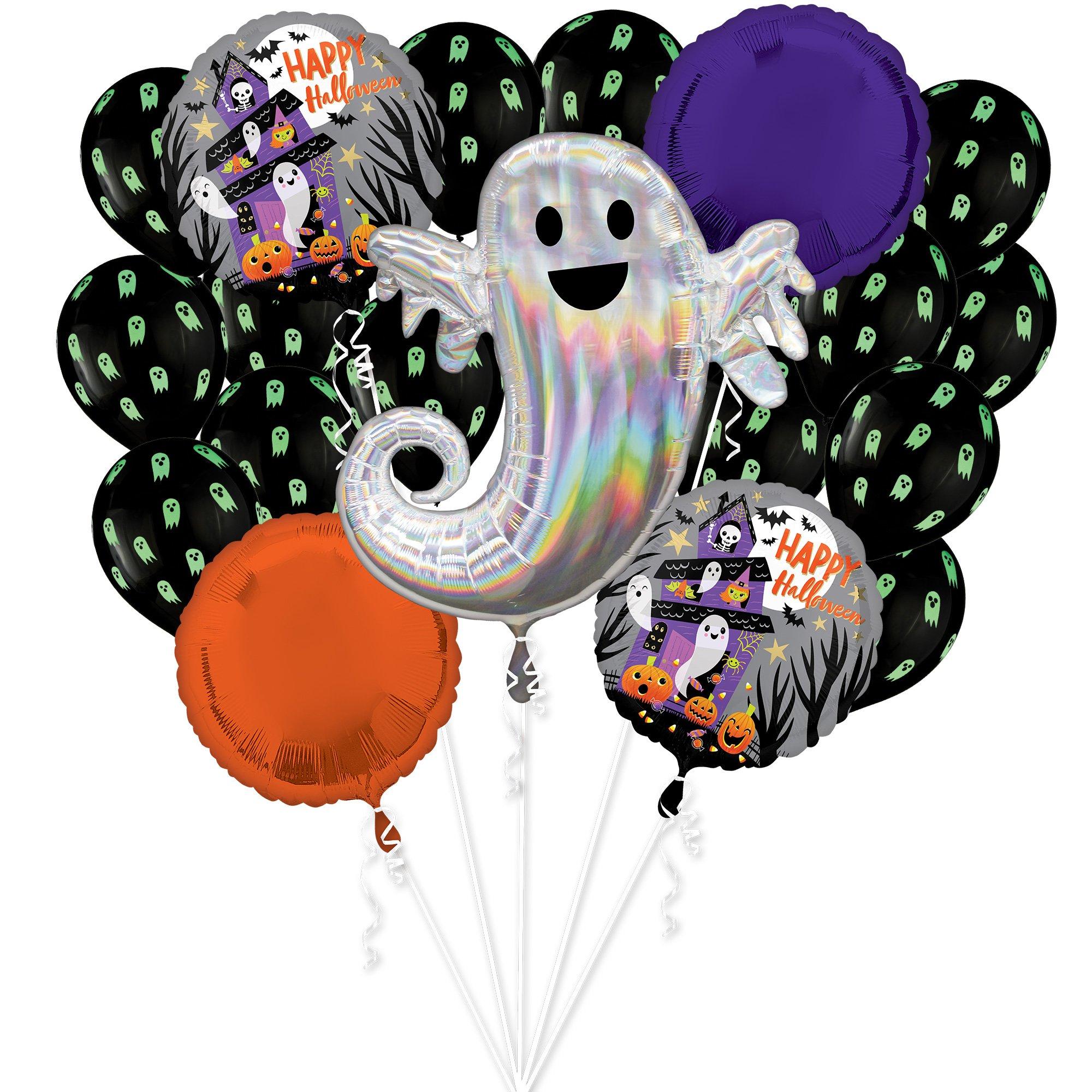 Haunted House Ghost Foil & Latex Balloon Bouquet, 20pc | Party City