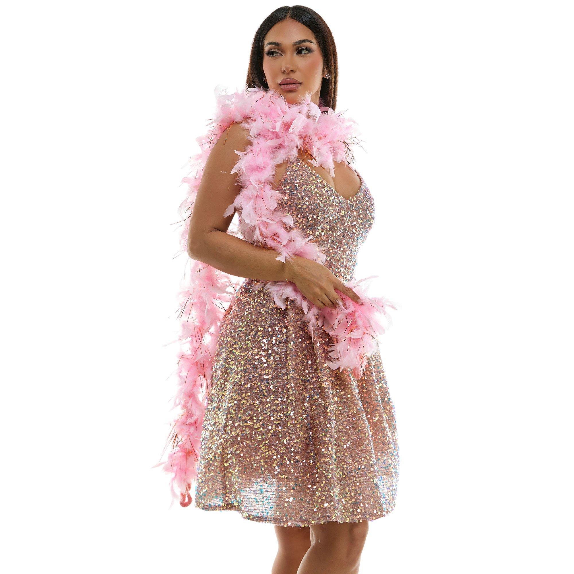 Pink Tinsel & Feather Boa