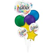 Premium Wiggle Multicolor Graduation Foil Balloon Bouquet, 8pc