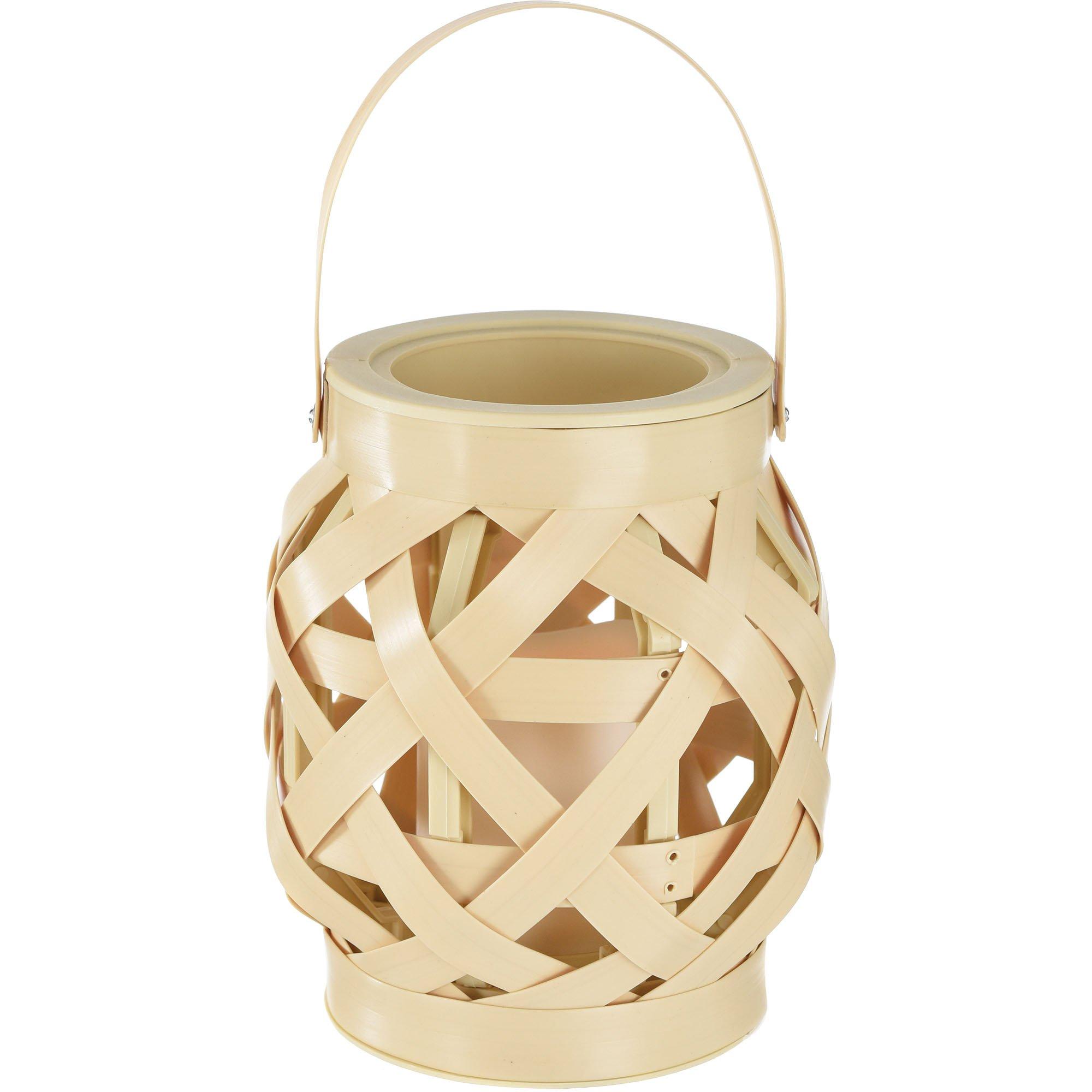 Summer Naturals Woven Plastic LED Lantern, 5.5in x 5.5in