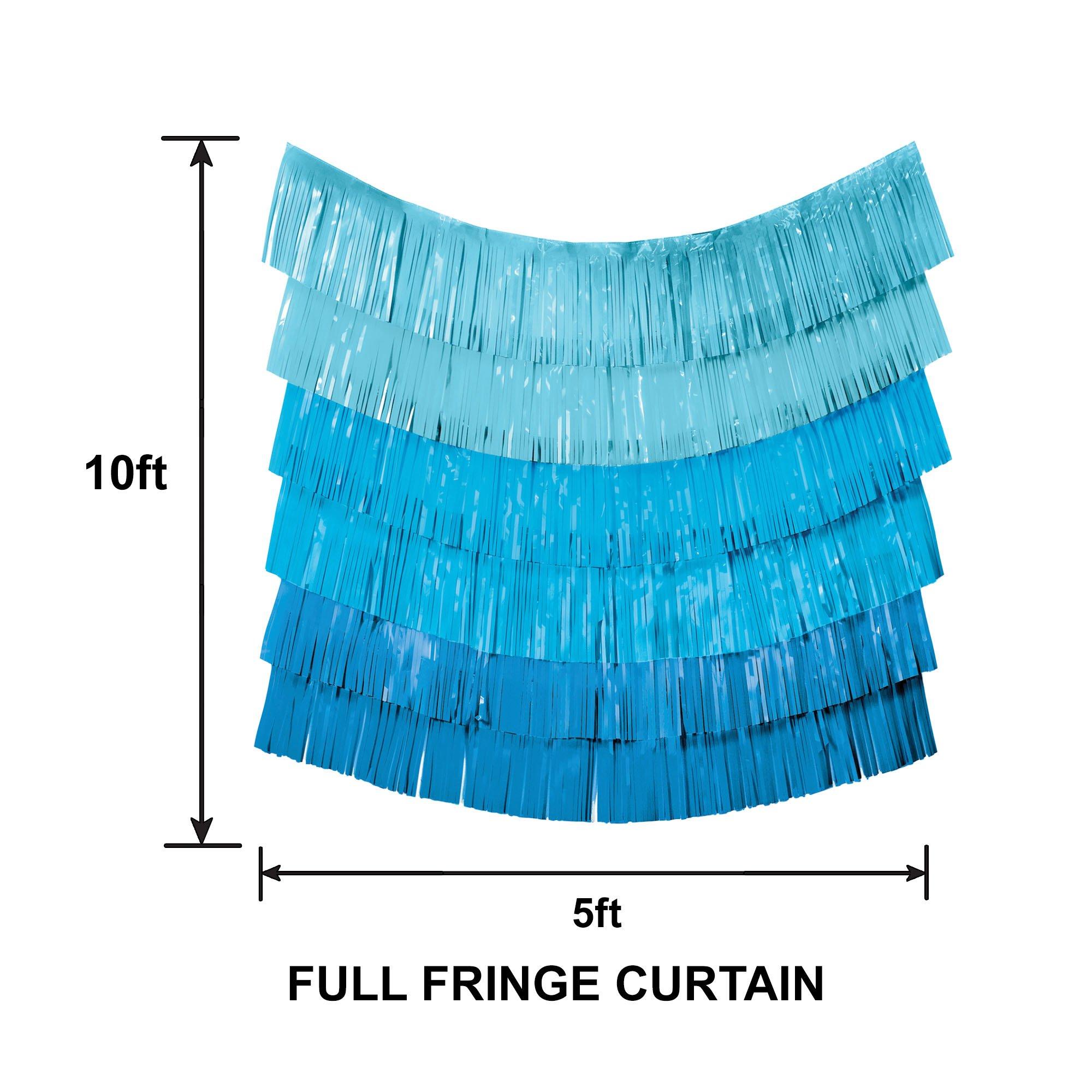 Blue Plastic Fringe Banner Backdrop, 5ft x 7.3ft - Pool Party