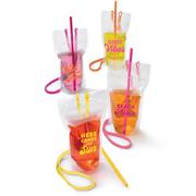 Throwback Summer Plastic Drink Pouches, 16.9oz, 12ct