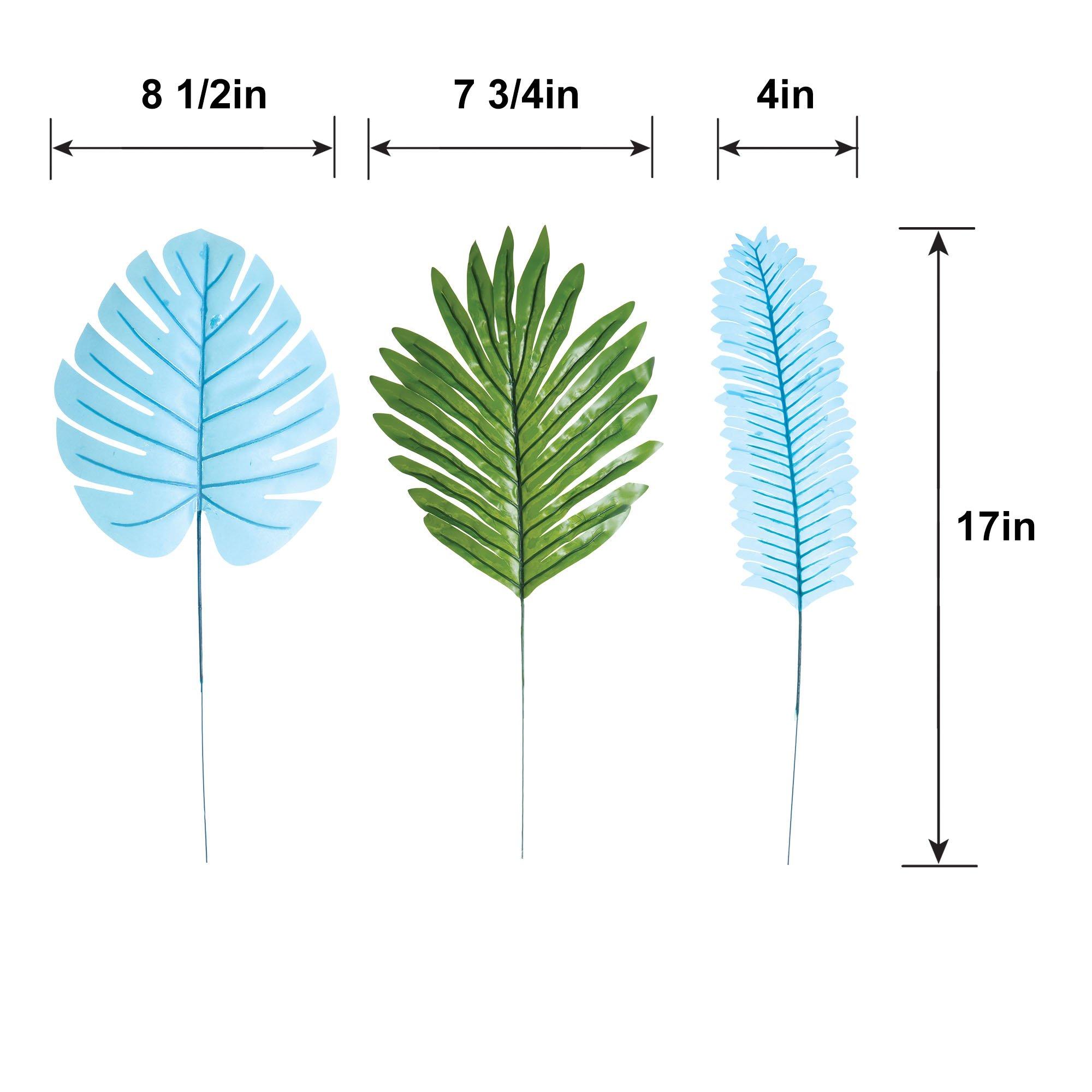 Blue & Green Beach Life Plastic Leaves, 17in, 6ct