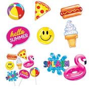 Pool Party Cardstock & Plastic Photo Booth Props, 8pc