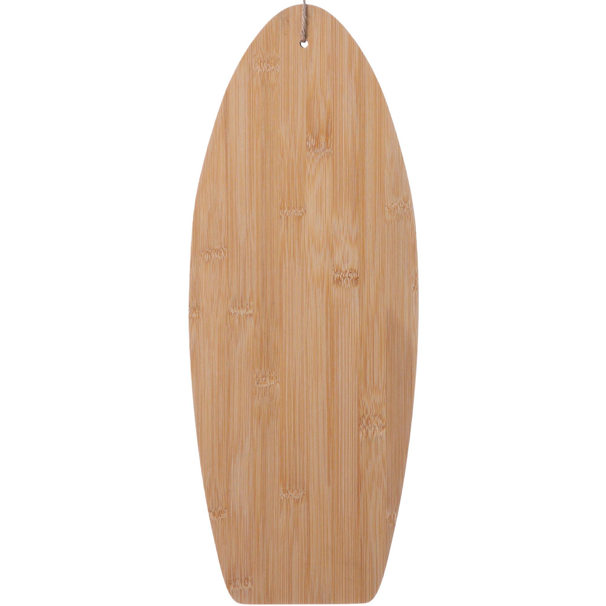 Surfboard-Shaped Bamboo Platter, 7in x 18in - Beach Life