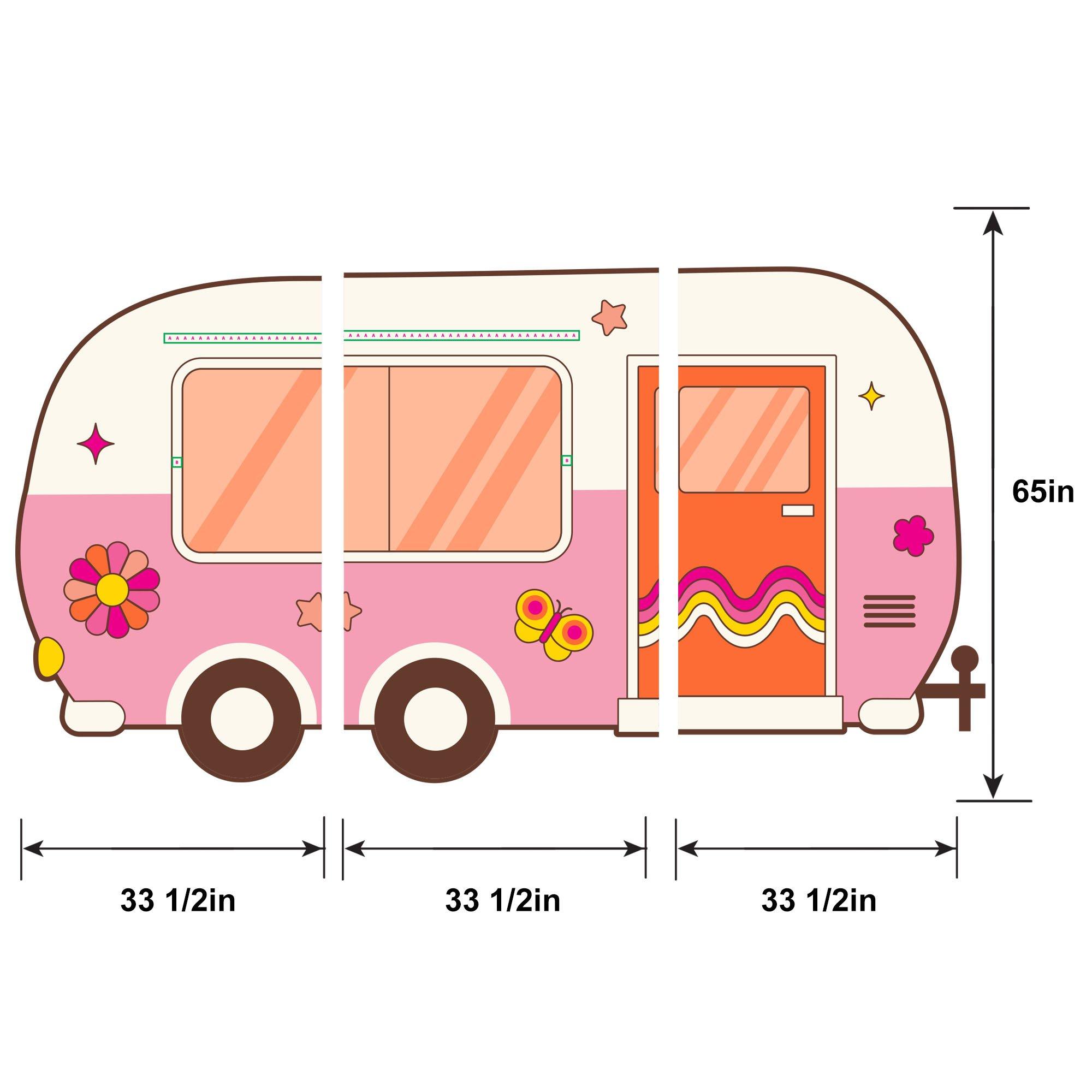 3D Retro Van Plastic Scene Setter, 8.4ft x 5.4ft - Throwback Summer