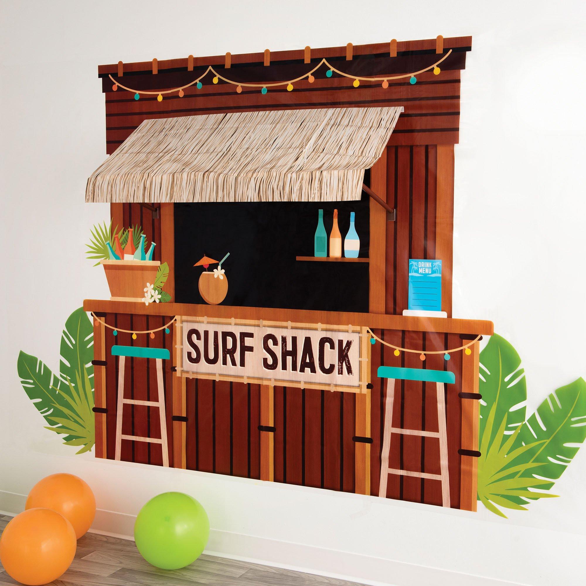 Beach Life Surf Shack 3D Plastic & Raffia Scene Setter, 8.4ft x 5.4ft