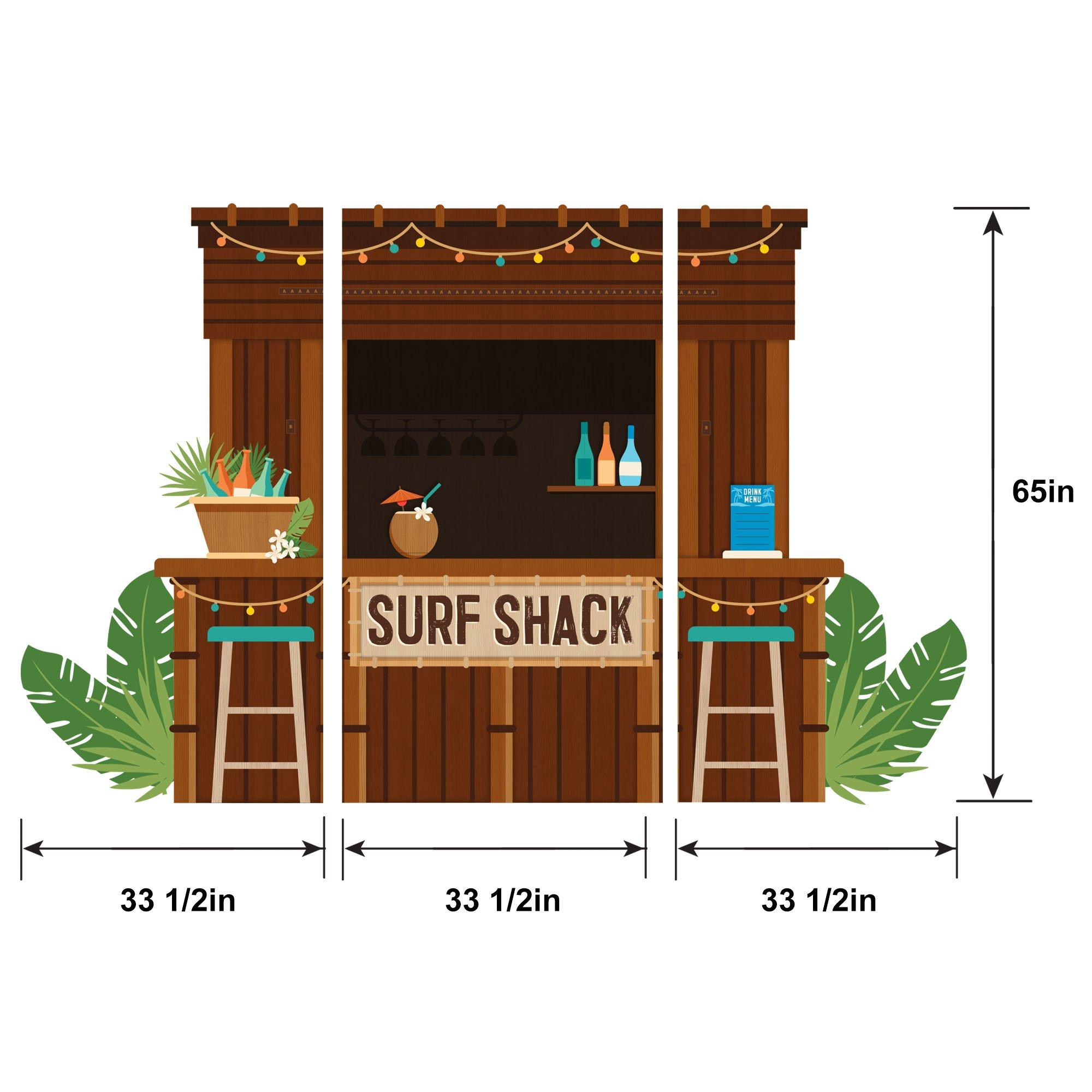 Beach Life Surf Shack 3D Plastic & Raffia Scene Setter, 8.4ft x 5.4ft