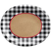 Black Gingham Oval Paper Dinner Plates, 12in x 10in, 20ct