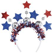 Glitter Patriotic Disco Ball Tinsel Headband, 10in