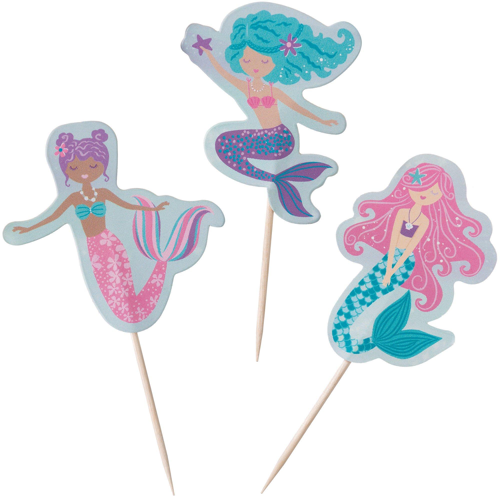 Mermaid Cupcake Picks, 3.5in, 24ct