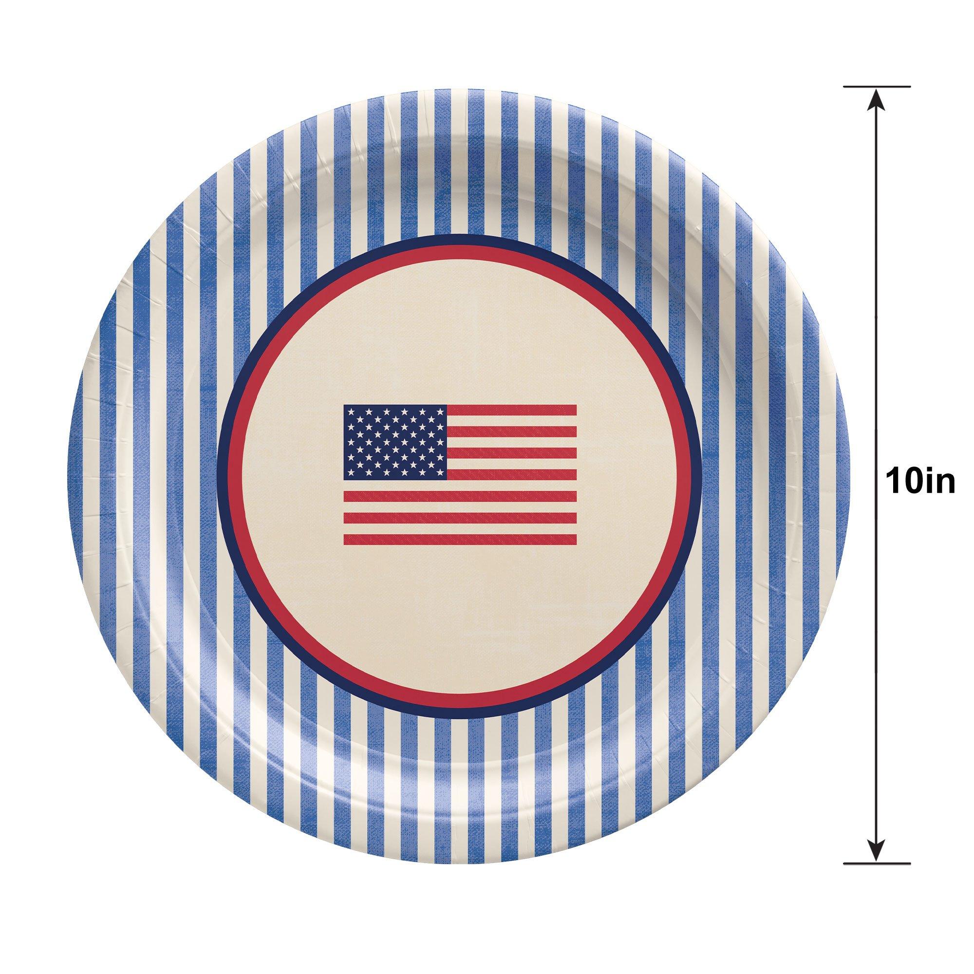 Americana Stripe Paper Dinner Plates, 10.5in, 8ct