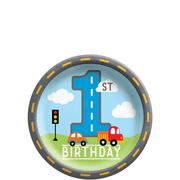 On the Road 1st Birthday Paper Dessert Plates, 6.75in, 8ct