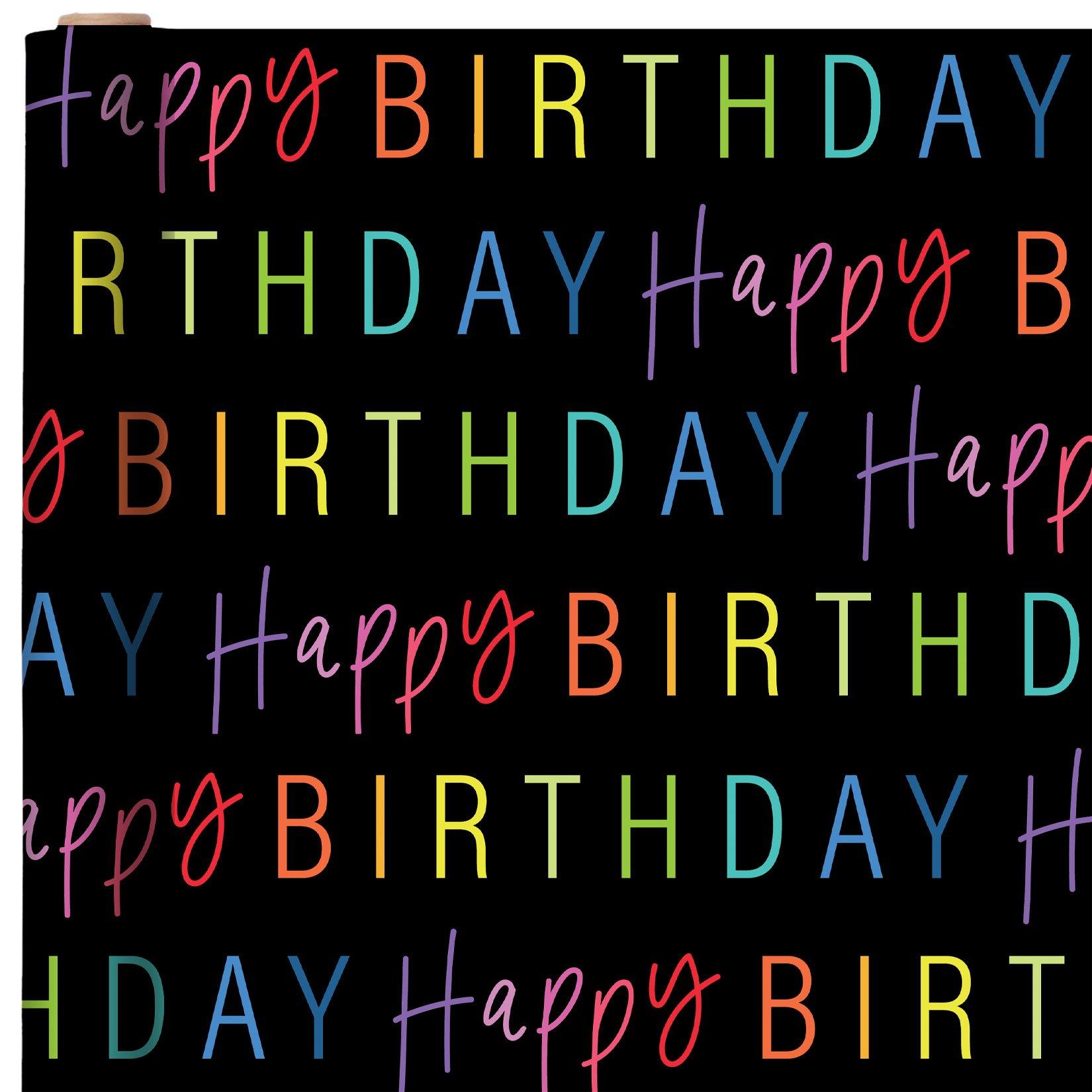 Rainbow Happy Birthday Gift Wrap, 16ft x 30in (40 sq ft)