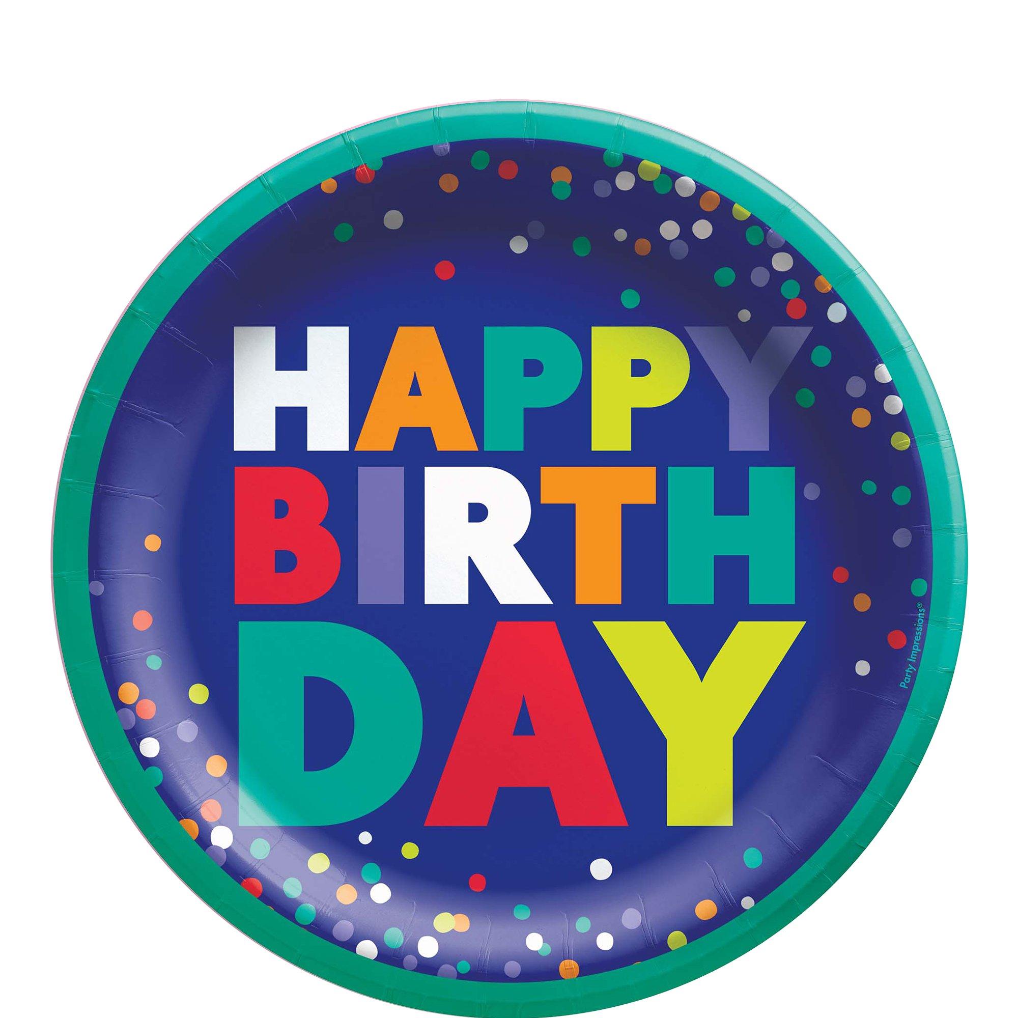 Bold Happy Birthday Paper Lunch Plates, 8.5in, 8ct