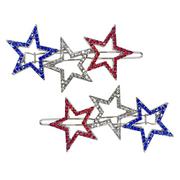 Rhinestone Patriotic Stars Hair Clips, 1.4in x 2.25in, 2ct