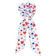 Red, White & Blue Heart Fabric Scrunchie, 4in