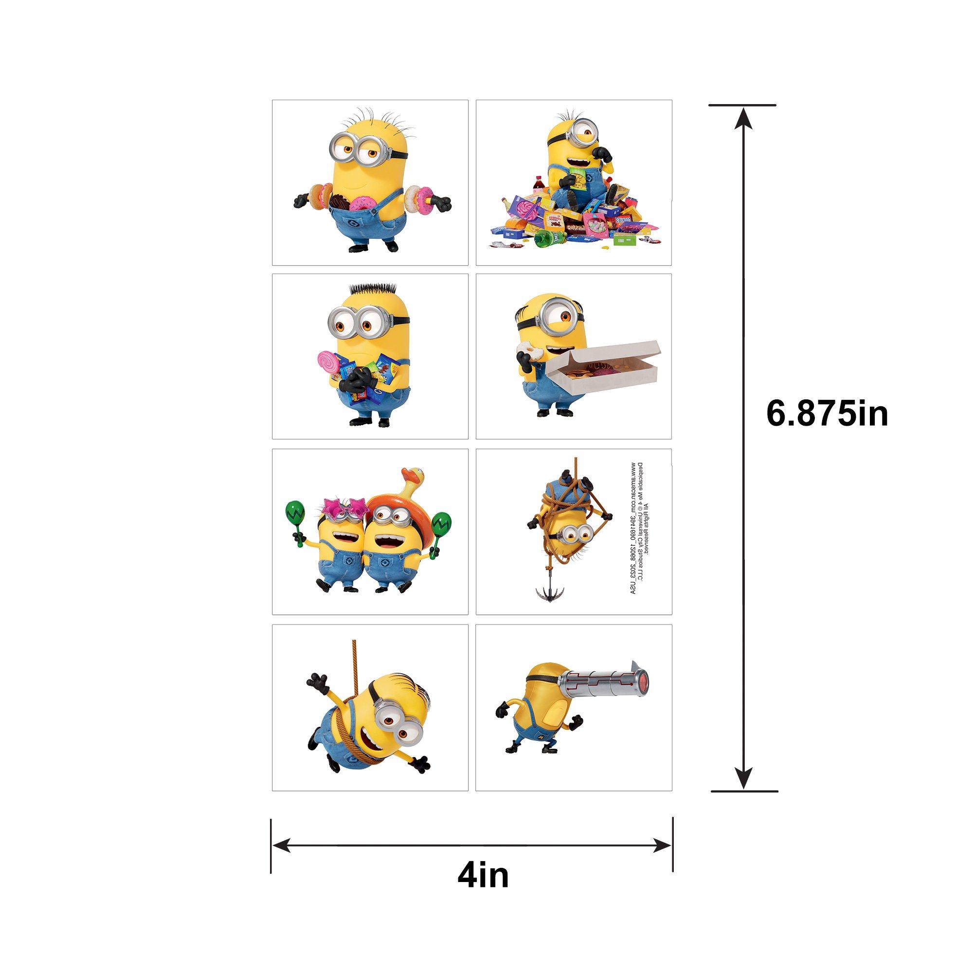 Minions Temporary Tattoos, 1 Sheet, 8 Tattoos - Despicable Me 4