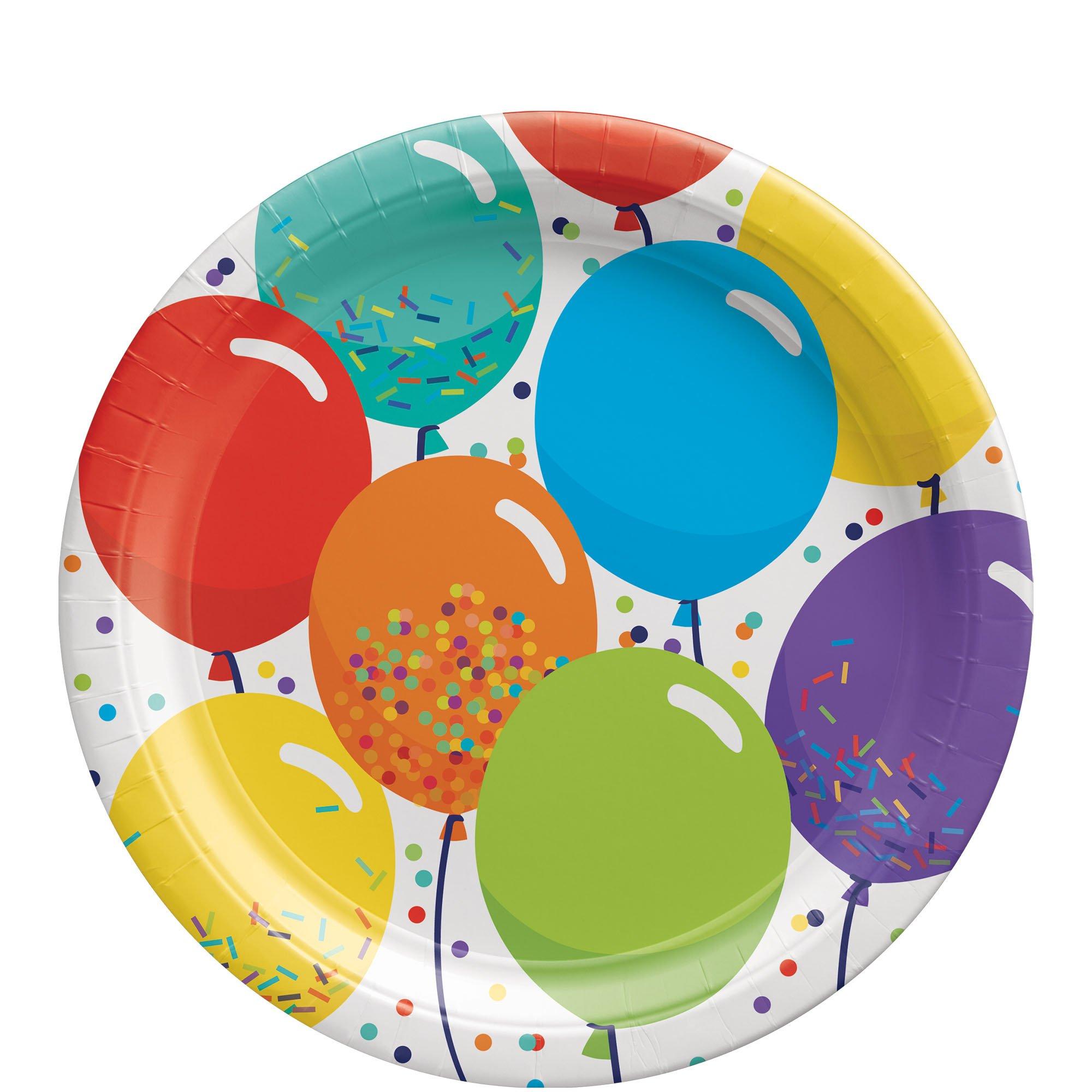 Balloon Birthday Celebration Paper Lunch Plates, 9in, 8ct