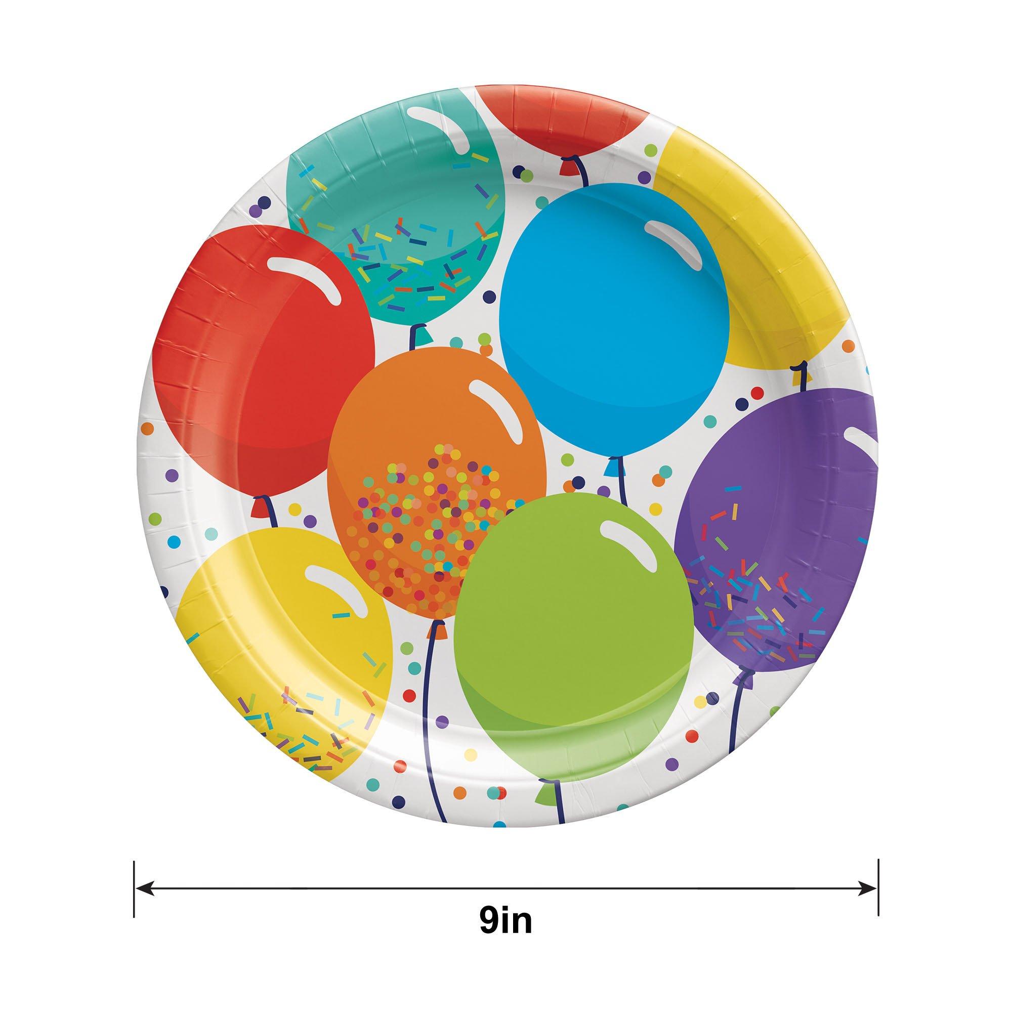 Balloon Birthday Celebration Paper Lunch Plates, 9in, 8ct