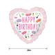 Spa Party Happy Birthday Heart Foil Balloon, 28in