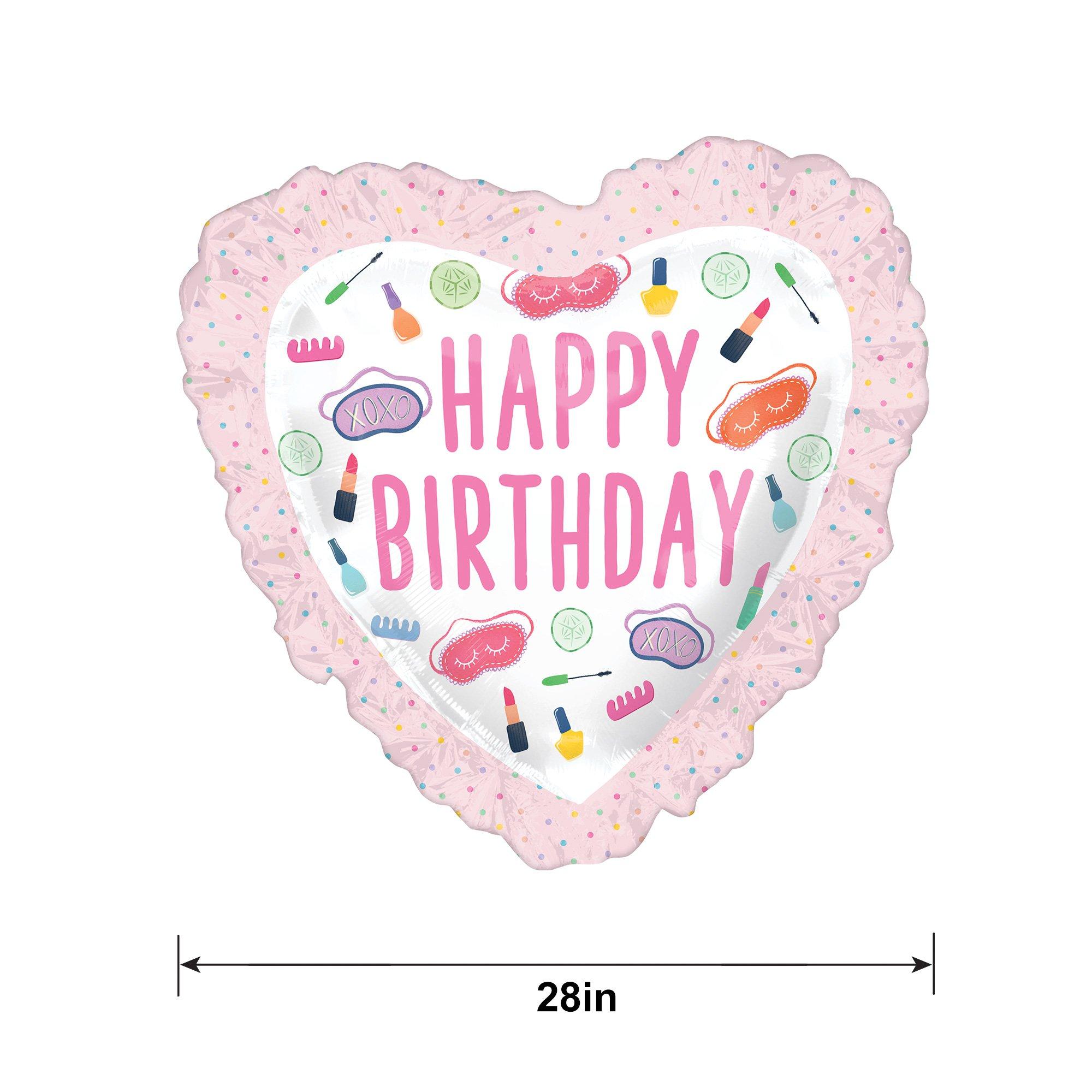 Spa Party Happy Birthday Heart Foil Balloon, 28in
