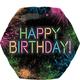 Neon Happy Birthday Hexagonal Foil Balloon, 28in - Let's Glow Crazy