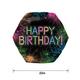 Neon Happy Birthday Hexagonal Foil Balloon, 28in - Let's Glow Crazy