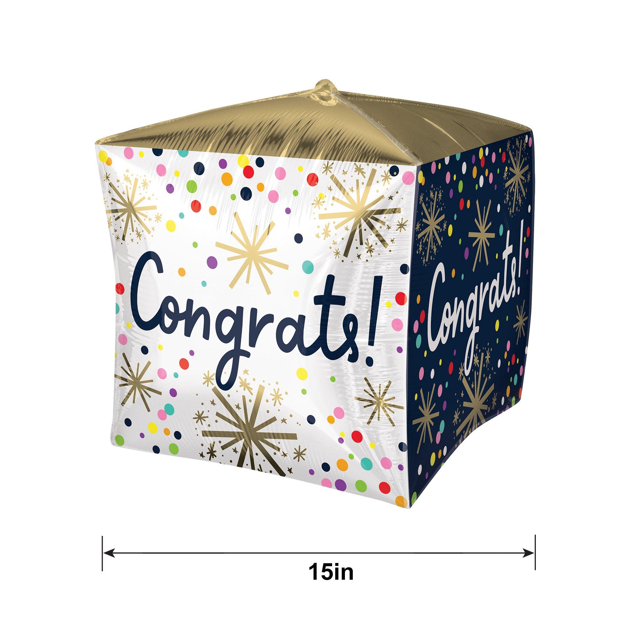 Confetti Sprinkle Congrats Cubez Foil Balloon, 15in