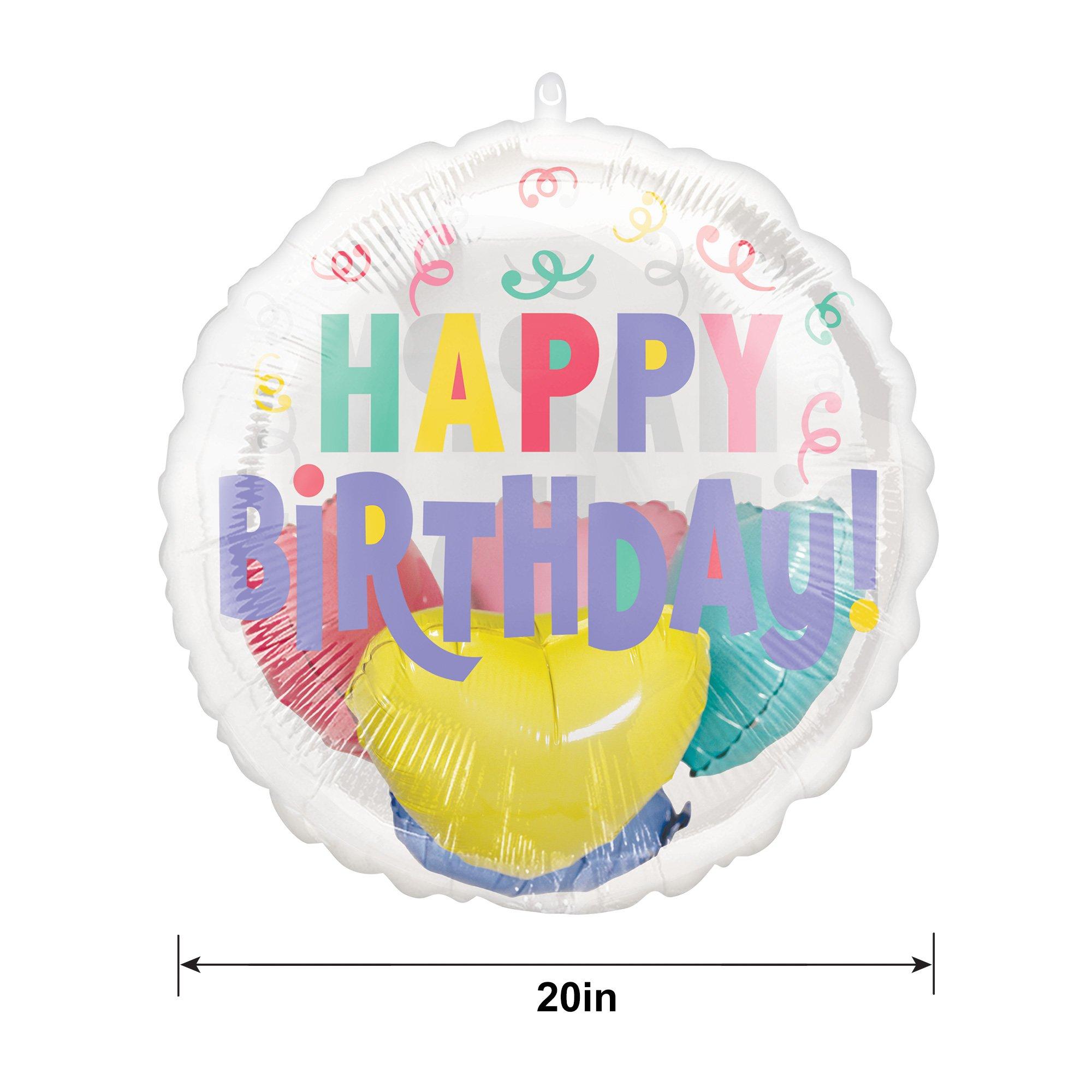 Pastel Confetti Happy Birthday Stuffed Plastic Balloon, 20in