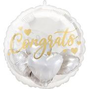 White & Gold Congrats Stuffed Plastic Balloon, 20in