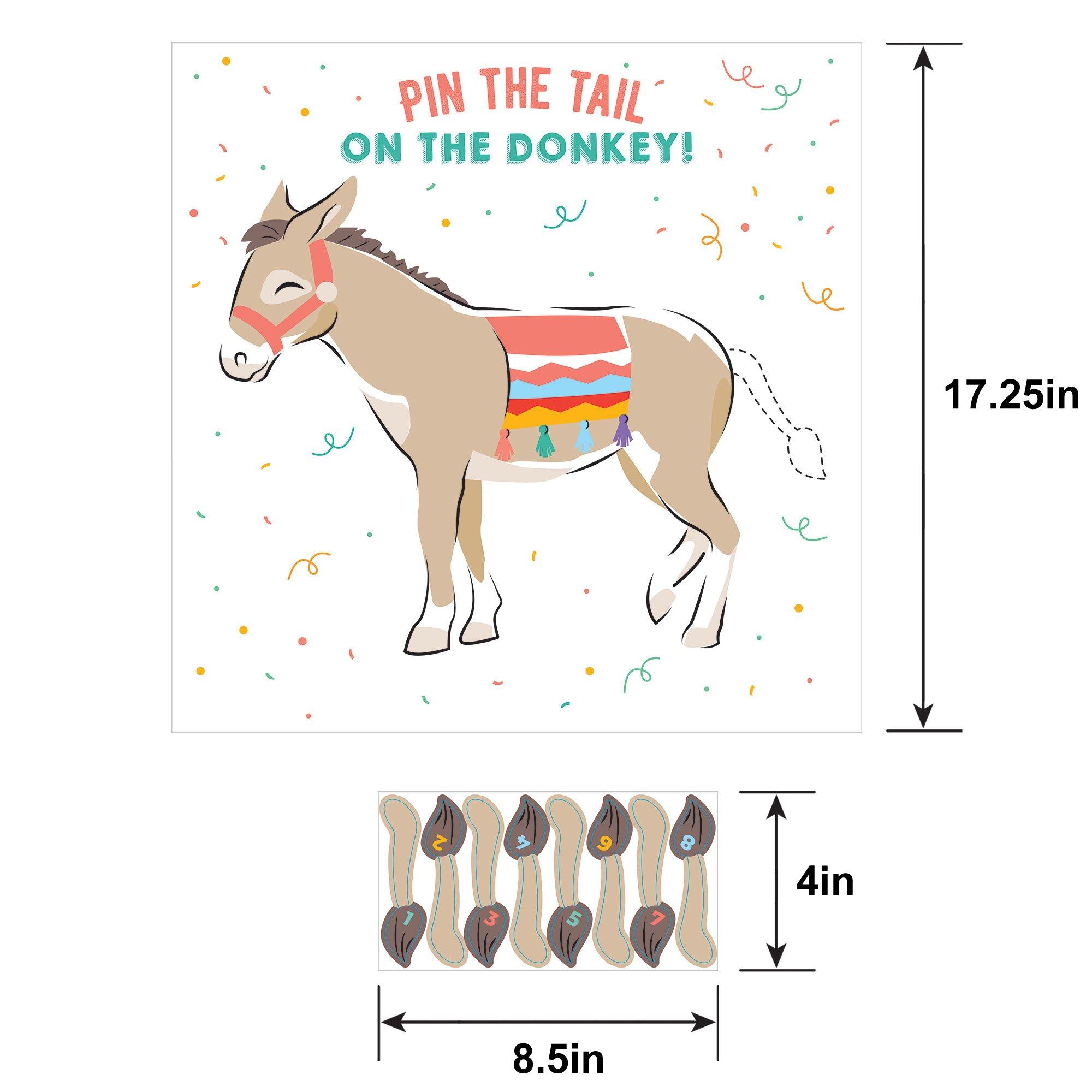 Pin the Tail on the Donkey Party Game, 25pc