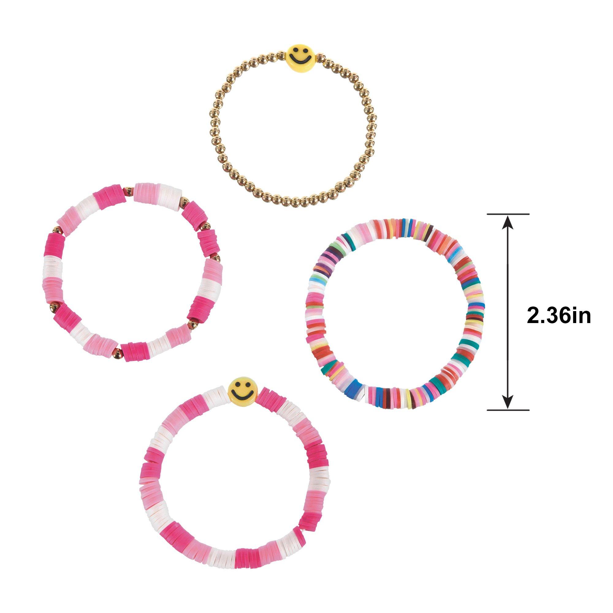 Pink Stretchy Bead Bracelets, 12ct