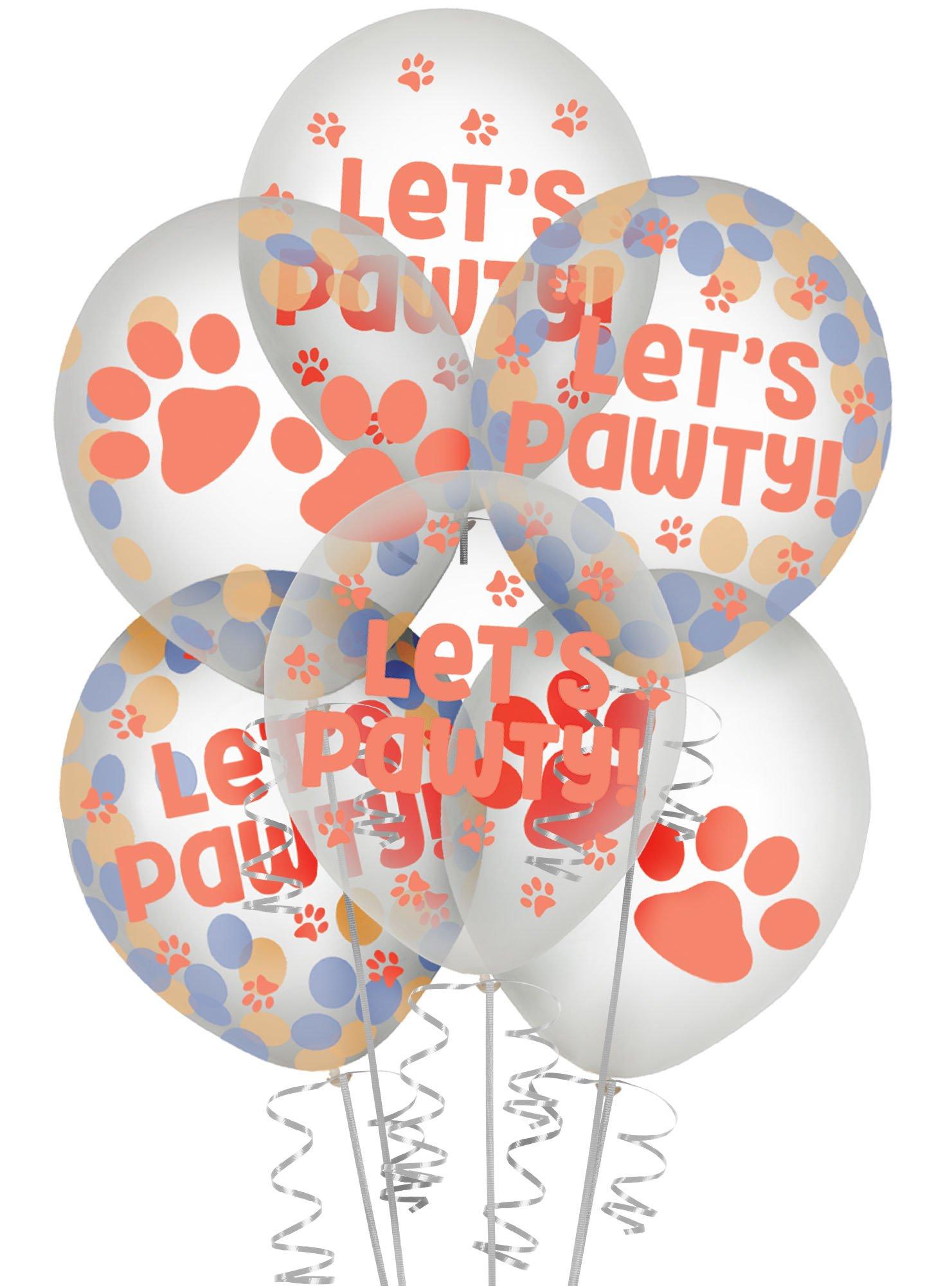 6ct, 12in, Pawsome Party Latex Confetti Balloons