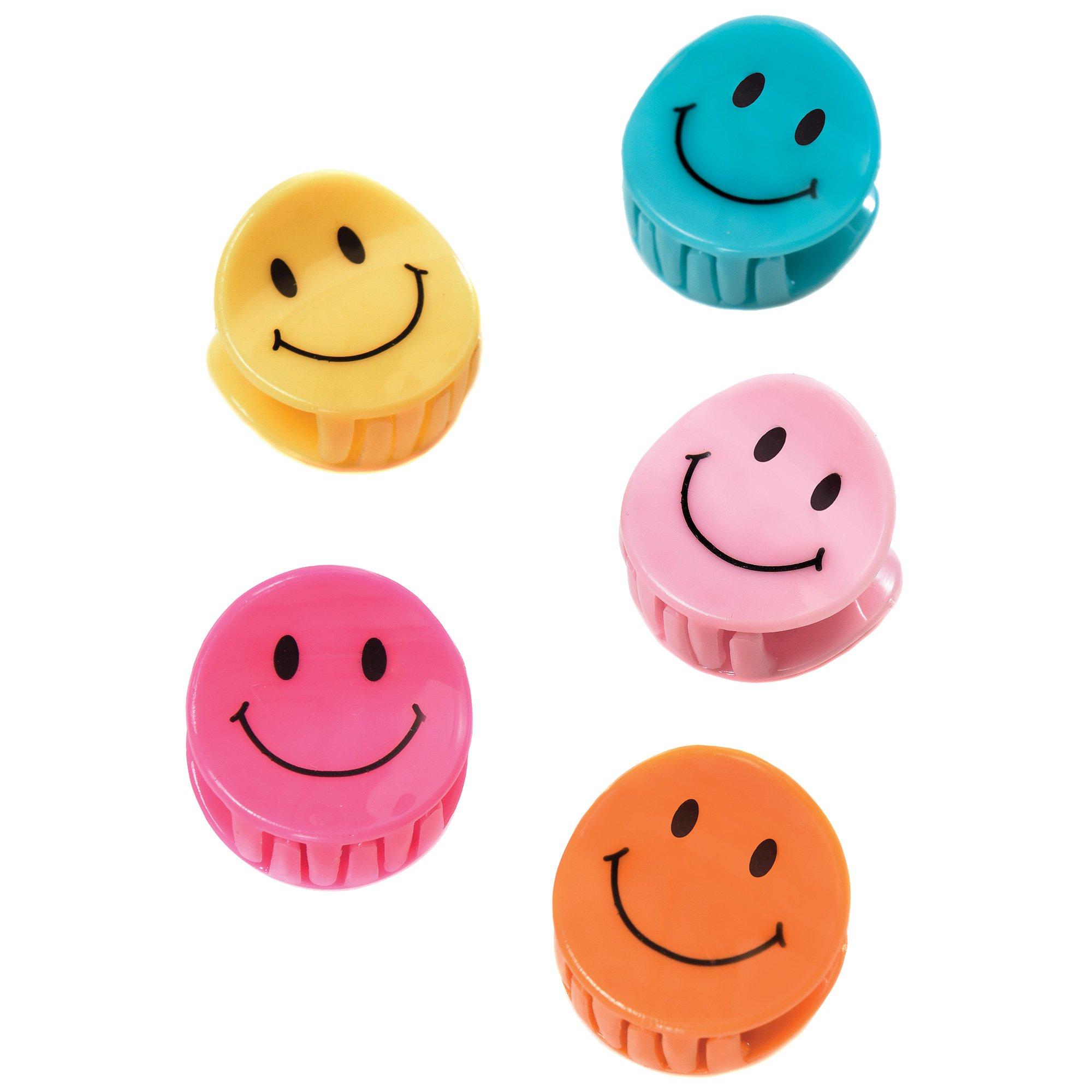 Multicolor Smiley Hairclips, 6ct