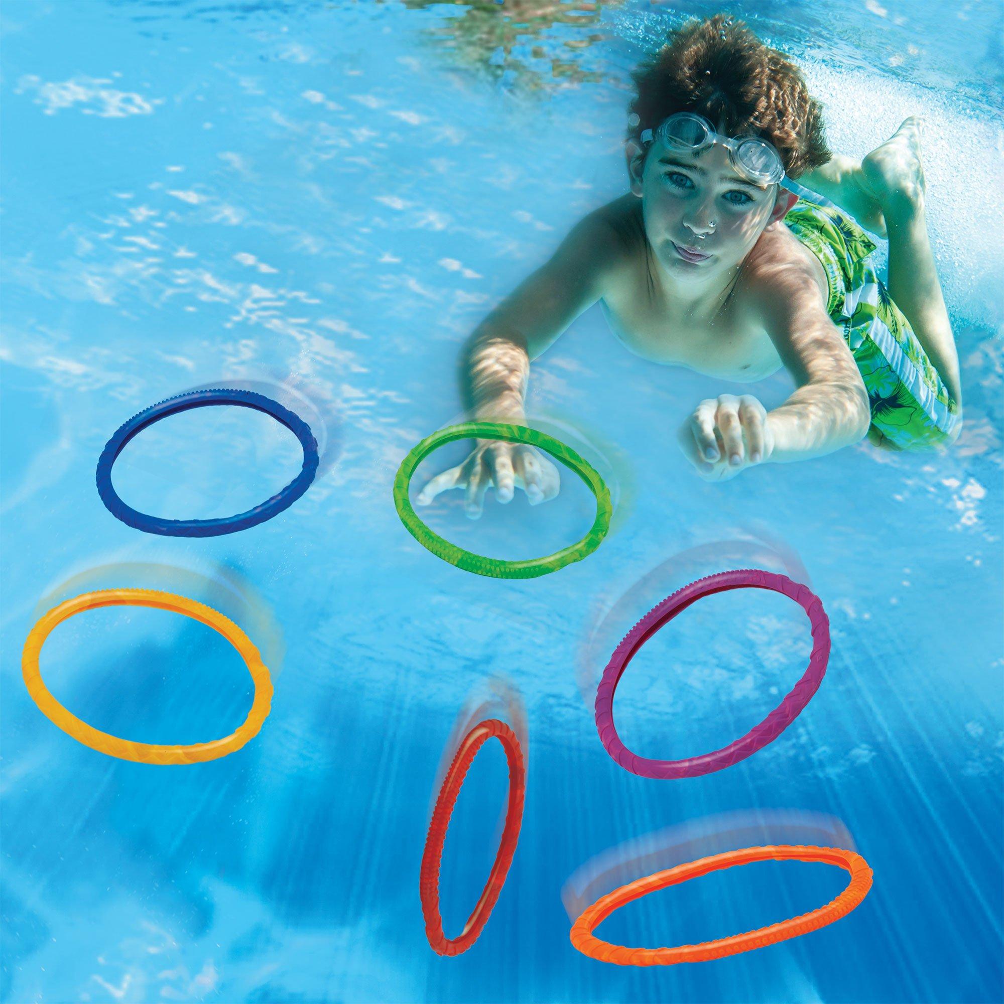 Banzai Pool Time Rainbow Dive Rings, 6ct