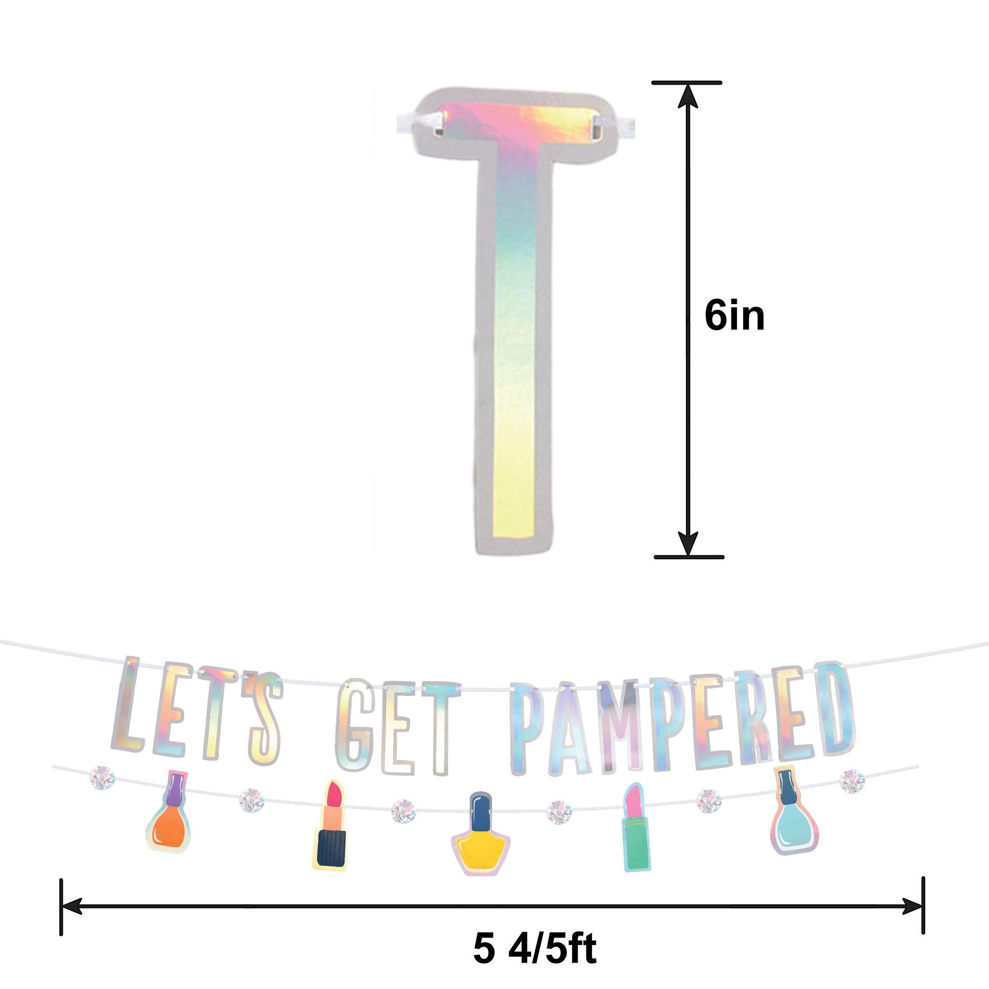 Iridescent Let's Get Pampered Cardstock & Foil Banner Set, 2pc - Spa Party