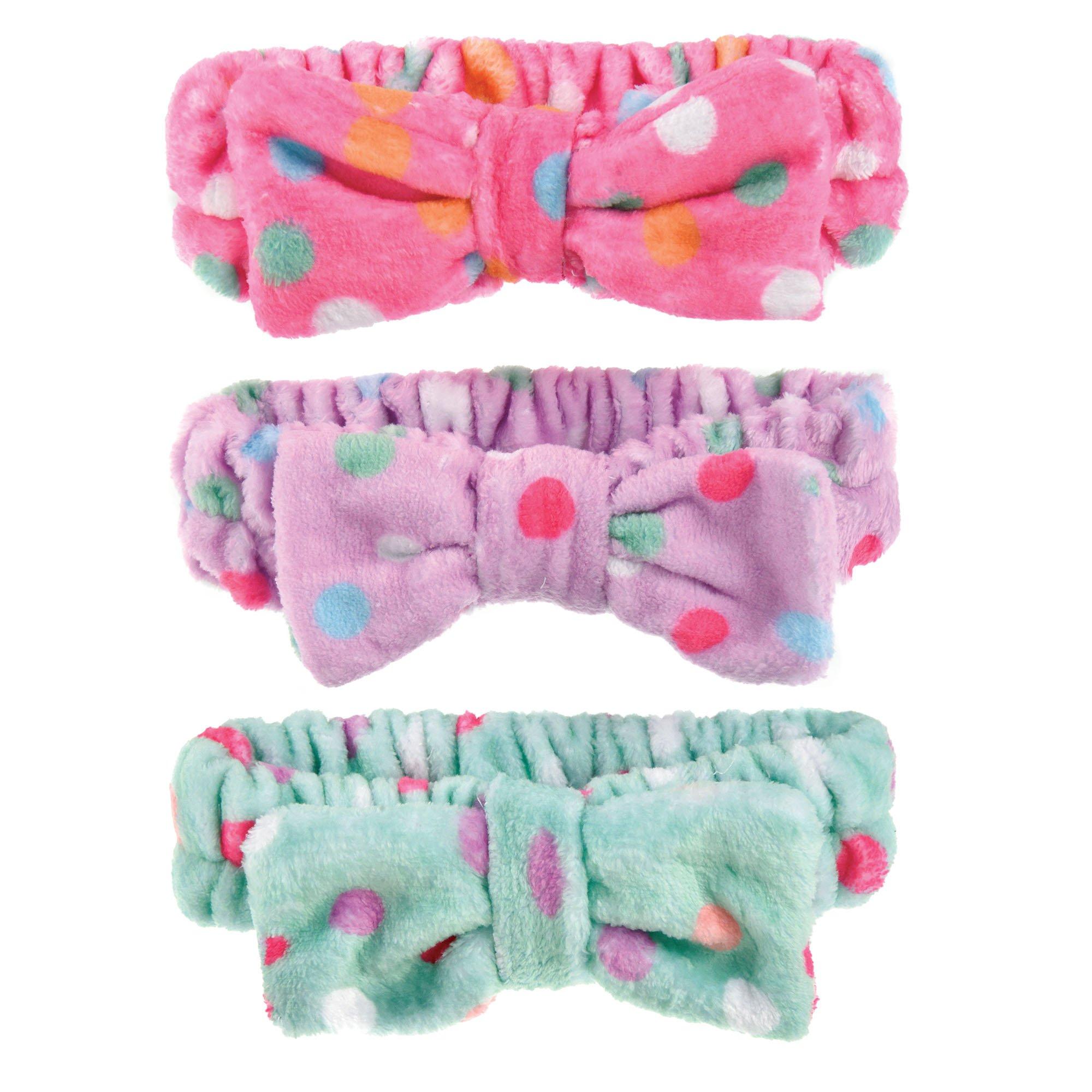 Pastel Dot Spa Party Bow Headbands, 6ct