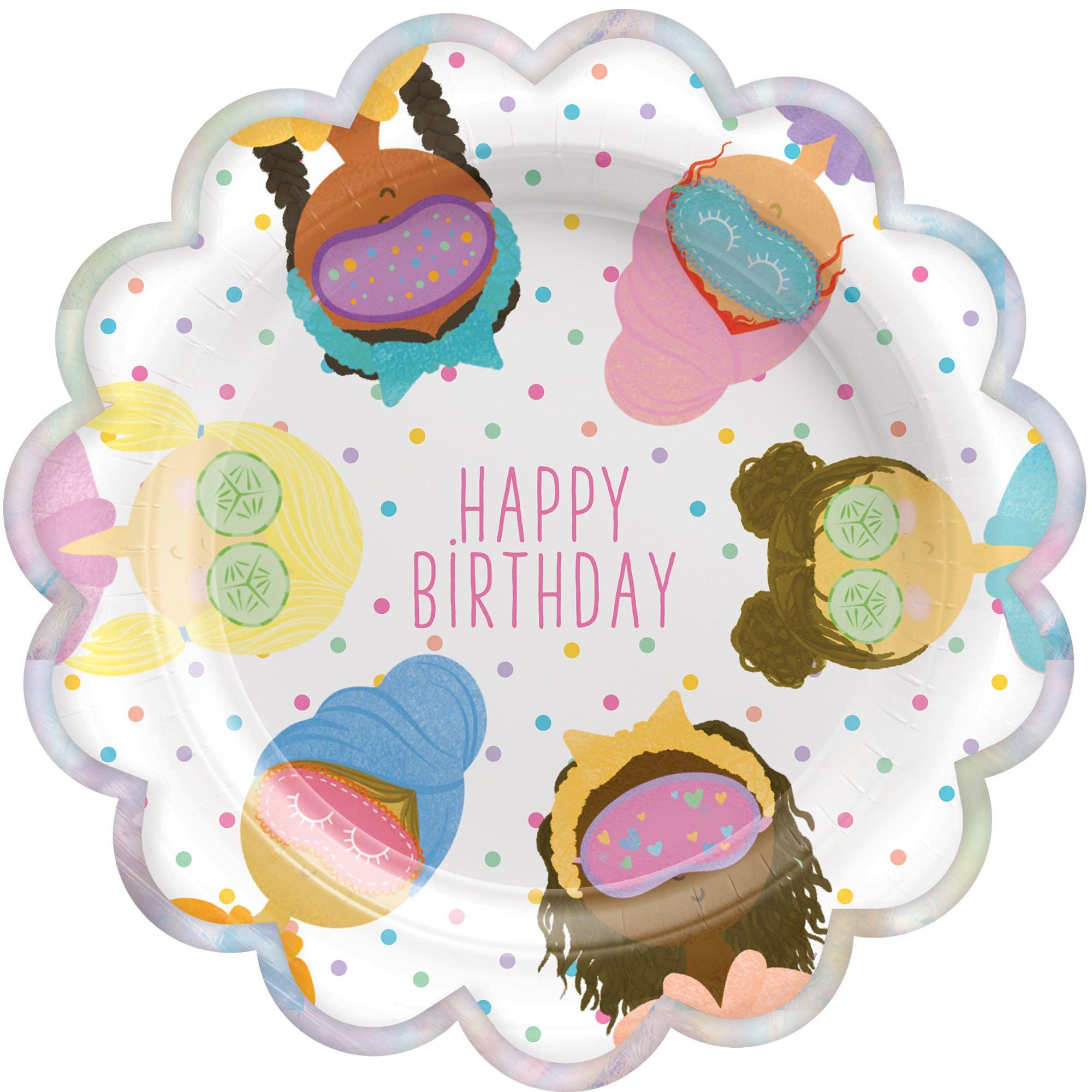 Spa Party Birthday Paper Lunch Plates, 9in, 8ct