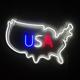 Light-Up USA Map Faux-Neon Sign, 16.5in x 11in
