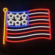 Light-Up American Flag Faux-Neon Sign, 12.8in x 16.5in