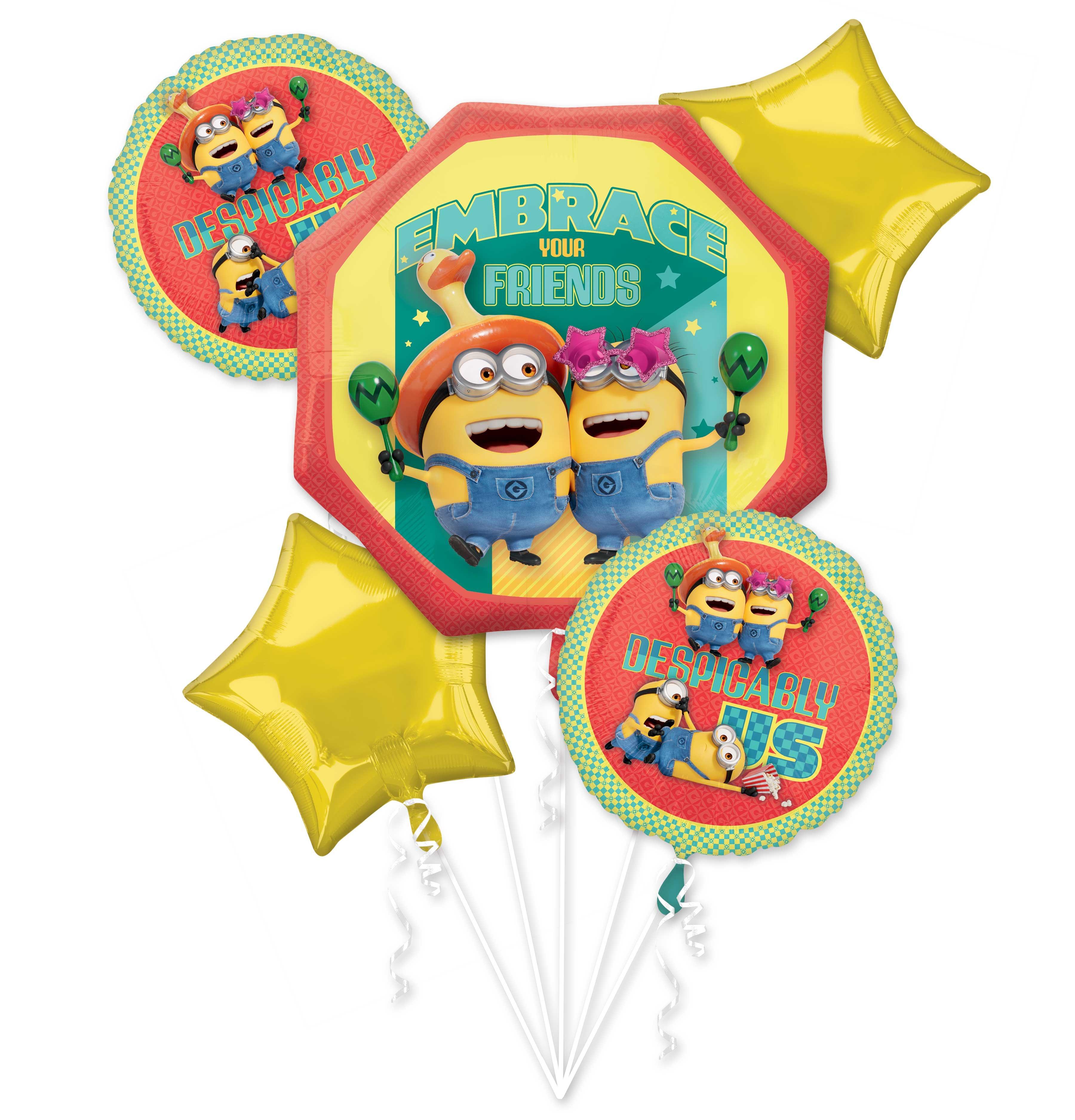 Minions Foil Balloon Bouquet, 5pc - Despicable Me 4